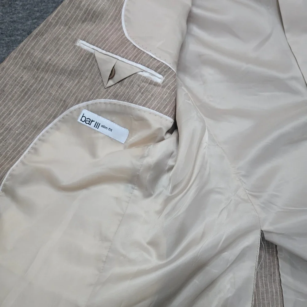 Linen Blazer 44R Neutral Coastal Beachy Wedding Sport Coat Quiet Luxury Classic